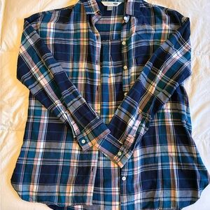 Old Navy Blue Plaid Women's Button Down Shirt